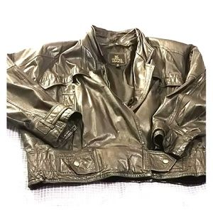 Vintage 80s leather bomber jacket ladies large